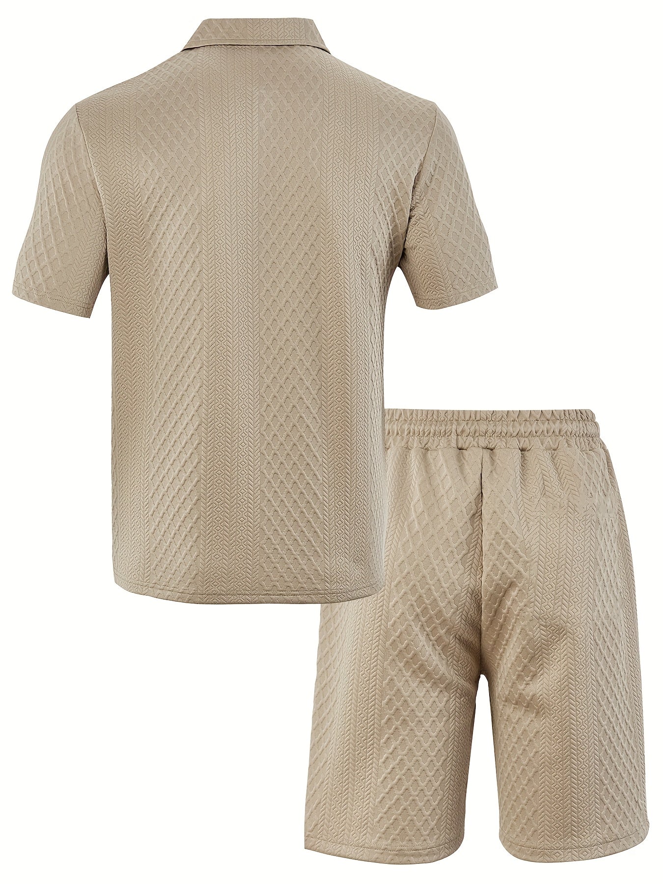Men'S "Claude" Summer Polo Shirt Set - Short Sleeve, Shorts, and Zipper Detailing, Polyester, Casual Style, Casual Attire|Short Sleeve Shirt|Polyester Fabri