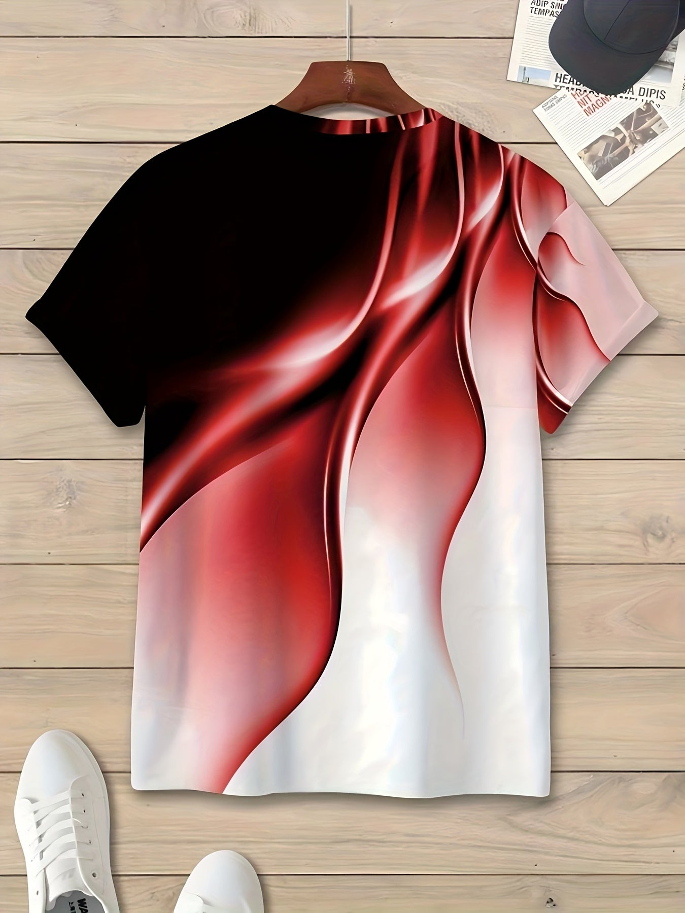 Men'S Round Neck T-Shirt with a Simple Multicolored Bird Pattern Print in Trendy Style.