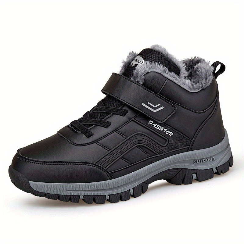 EKBN Men's Winter Plush Ankle Boots - Thermal Snow Shoes with TPR Traction Tread, -like Synthetic Upper & Plush, All-Terrain Outdoor Boots for Ice, Snow, Mud - Casual,, Cold Weather (Warm Ankle