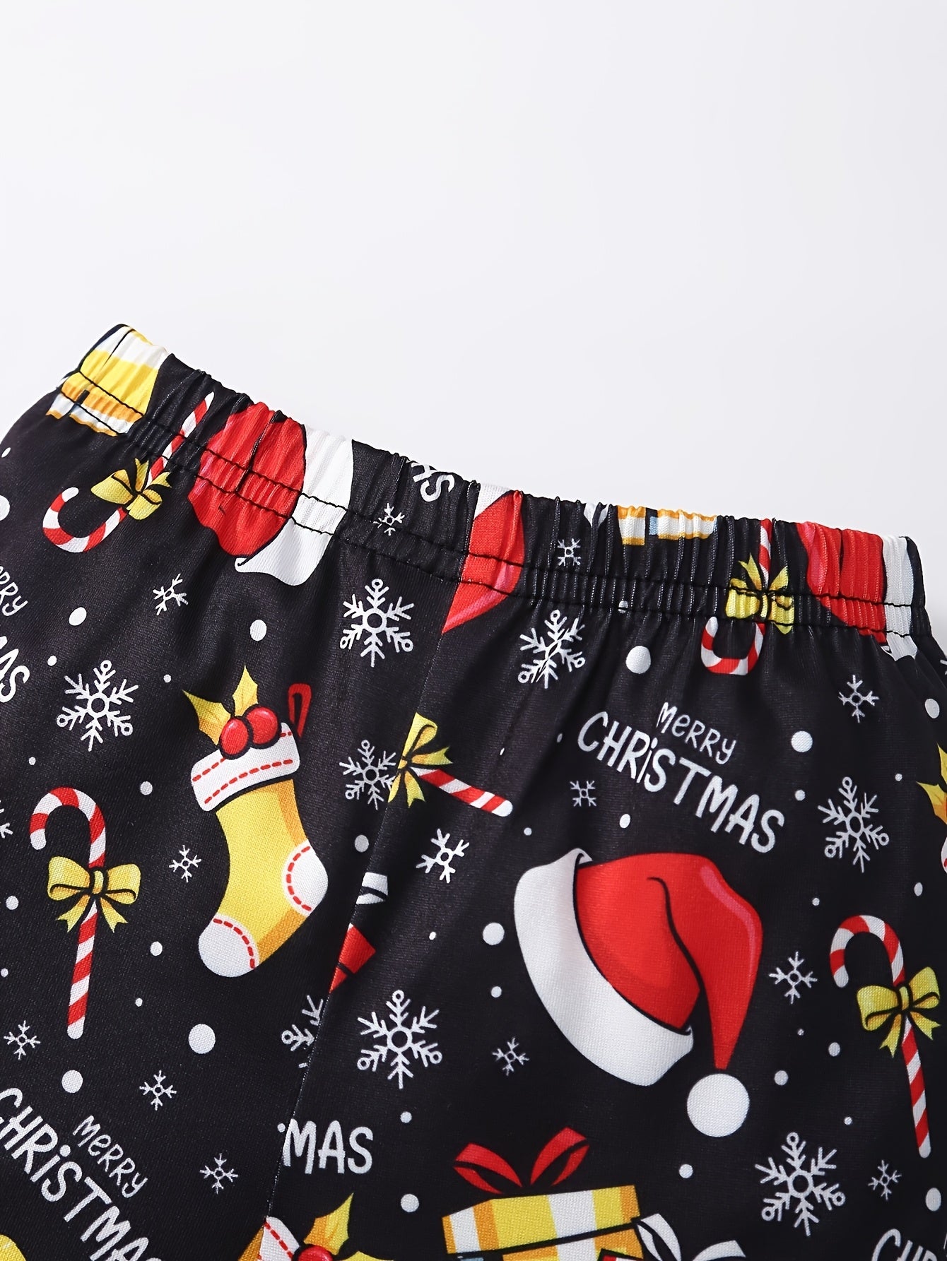 2pcs Elk Embroidered Long Sleeve Dresses + Christmas Hat Gift Box Random Full Print Side Pants Set Cute Party Outfit for Girls, for Outdoor