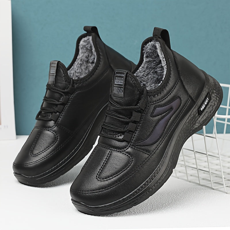 New Winter Men's Versatile Casual Sports Shoes with Fleece Lining, Warm and Comfortable Soft Sole Sneakers