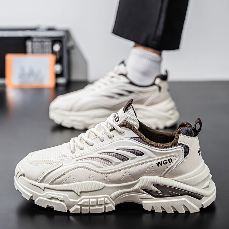 Men's Sneakers - Lightweight Cushioned Platform Sneakers with Non-Slip PVC Outsole, Breathable Low-Top design for Gym, Running, Casual - All-Season Everyday Formal Shoes - Black, Sleek Shoe Design, Fabric Lined Interior