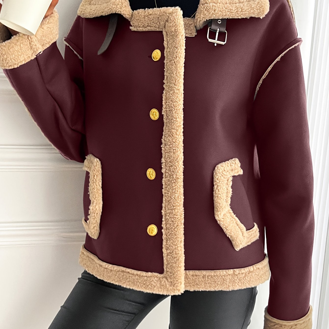 Women's Elegant Motorcycle Jacket - Heavy-Duty Winter Coat, Brown, Non-Stretch Motorcycle Outerwear for Cold Weather Riding & Everyday Chic - Machine Washable Outer Jacket, Seasonal Fashion, Classic Design, Premium Detailing,