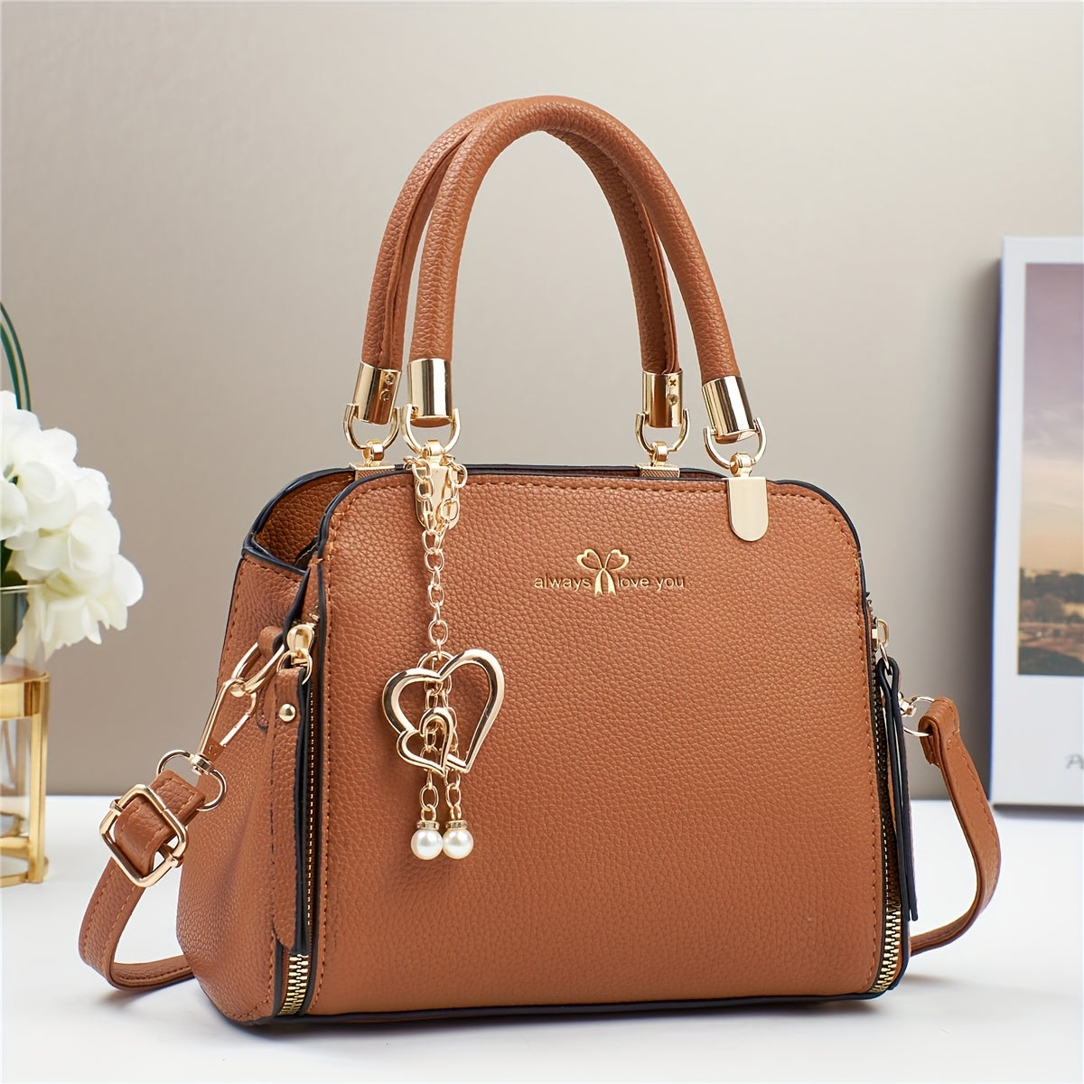 A Stylish And Versatile Women'S Bag with a Large Capacity, Featuring a Minimalist Trendy Design And a Textured Lychee Pattern, Suitable for Shoulder, Crossbody, Or Hand Carry.
