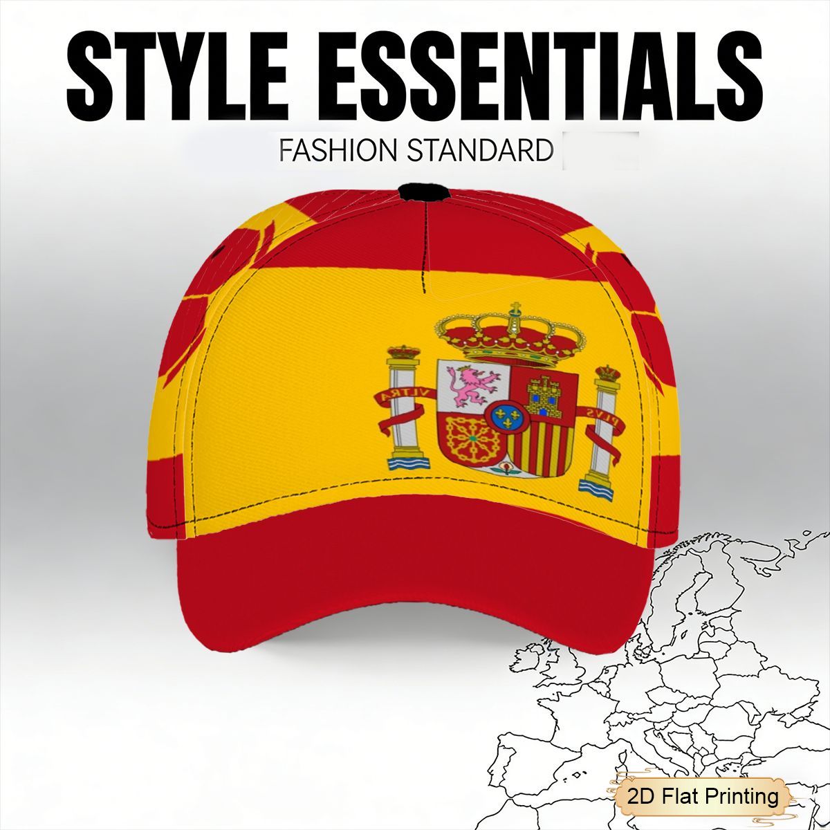 Men's Casual Spanish Flag Baseball Cap with Curved Brim