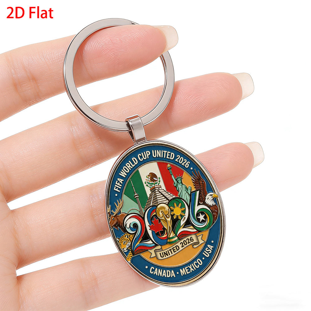 2026 FIFA World Cup Metal Keychain Featuring USA, Canada, Mexico