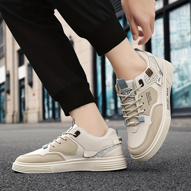 Men's Stylish Athletic Sneakers - Durable, Non-Slip, Thick Sole for Height Boost Shock Absorption, Casual Campus Trend, Versatile Lace-Up Design