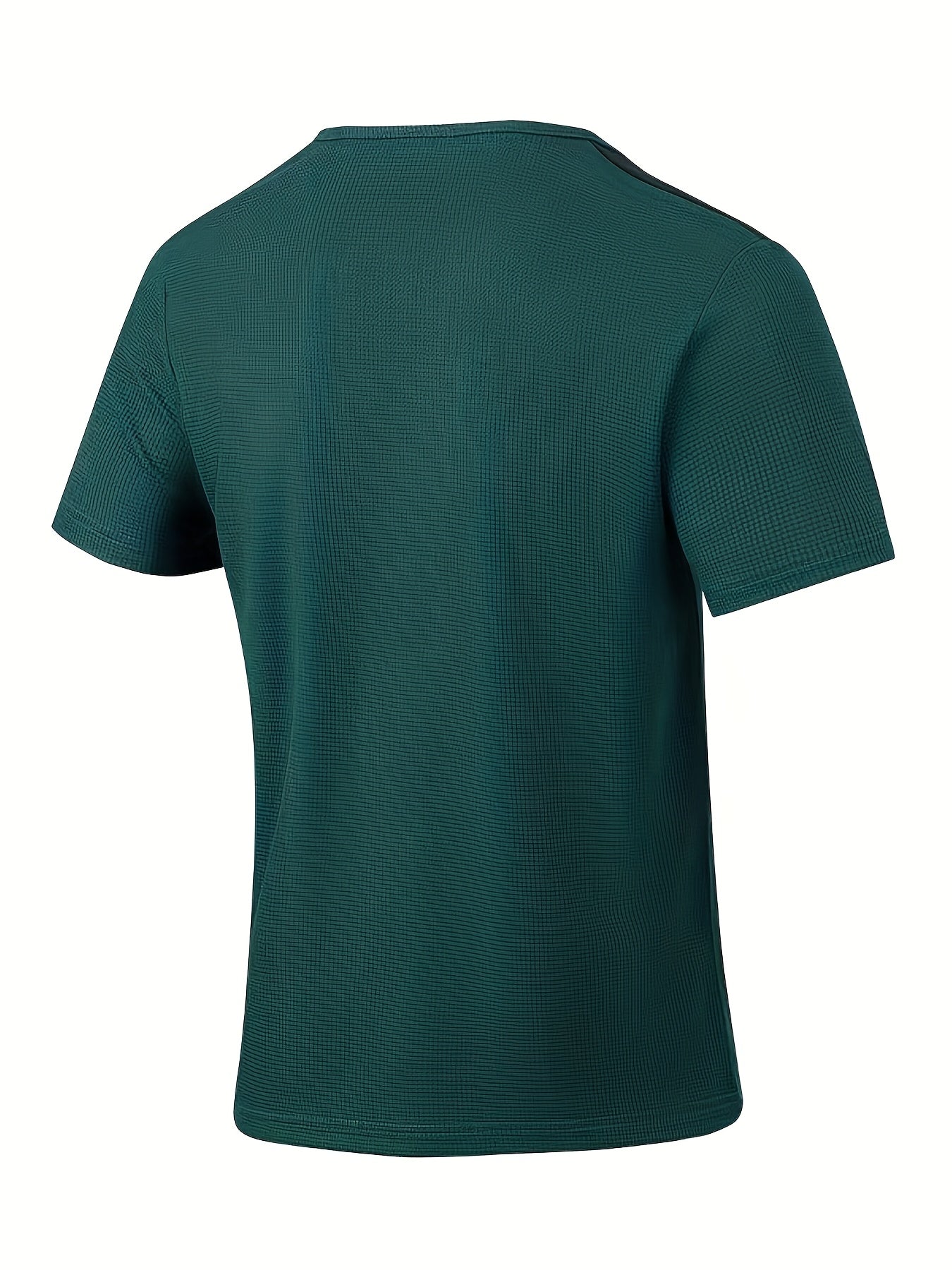 Men'S Casual Waffle Knit Short Sleeve T-Shirt with Drawstring Detail - Maroon Black, Round Neck, Breathable Polyester Fabric for Summer Outings, Casual Weekend Wear Round Neck Tee Stylish Contrast Stitchin
