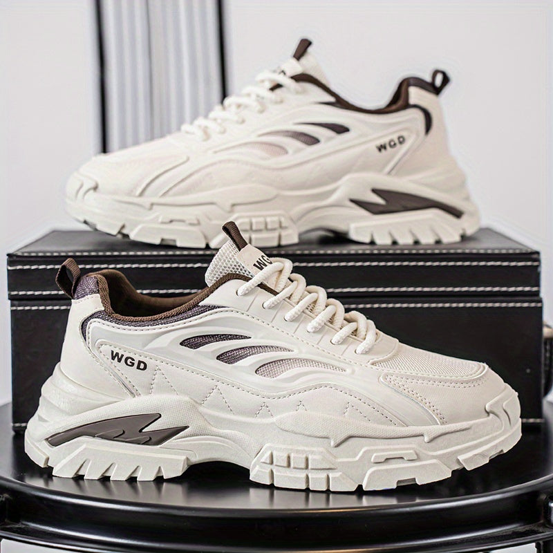 Men's Sneakers - Lightweight Cushioned Platform Sneakers with Non-Slip PVC Outsole, Breathable Low-Top design for Gym, Running, Casual - All-Season Everyday Formal Shoes - Black, Sleek Shoe Design, Fabric Lined Interior