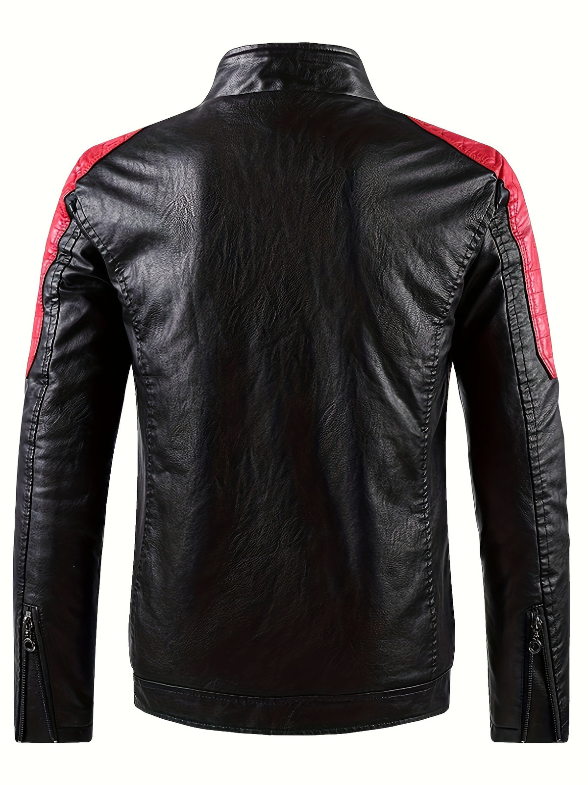 Men's Slim PU Leather Jacket with Stand Collar