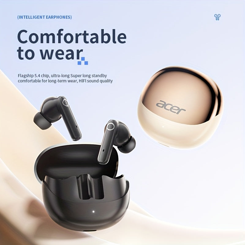 ACER HiFi High-definition Stereo Sound TWS Wireless Earbuds with Call Noise Cancellation, Long Standby Time, Dual Core 5.4 Wireless Chip, HIFI Grade Stereo Sound, Lightweight Touch Design, Fashionable Design, Comfortable for