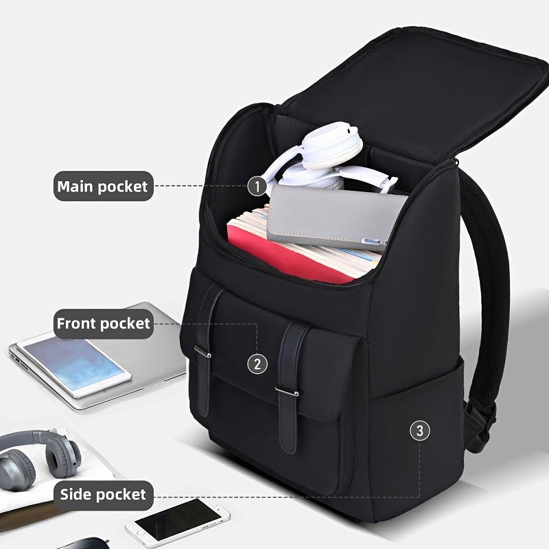 Men'S Large Capacity Laptop Backpack - Soft Shell, Durable Easy to Clean, Multi-Functional Casual Business Travel Bag with Zipper Closure, Hand Washable, Commute Essentials Casual Style Zippered Closure