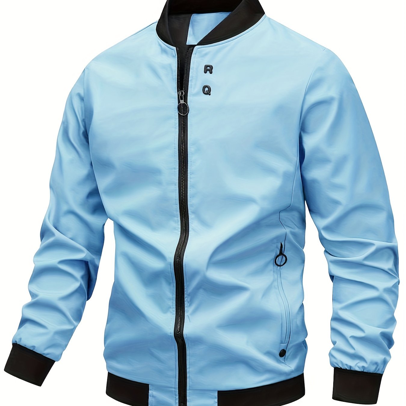Men's Stylish Windproof Jacket - Solid Color, Stand Collar, Zip-Up with Pockets, Lightweight Polyester for All Seasons, Casual & Outdoor Wear, Allseason Jacket | Zipup Jacket | Polyester Jacket, Windbreaker Jacket