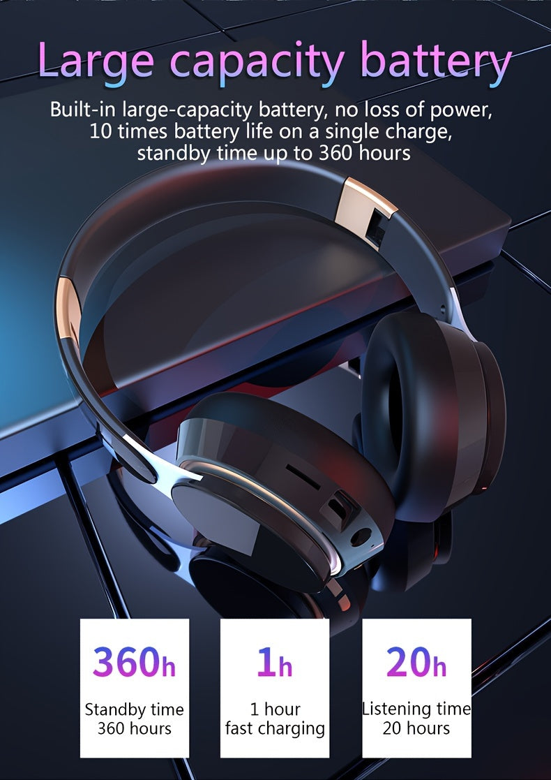 07S Wireless Over-Ear Headphones with Surround Bass, Foldable Design, 400mAh Battery - Wireless Compatible, Supports Wired/TF Card/Radio Modes, Ideal for Sports, Gaming, Photography & More, Wireless Headphones