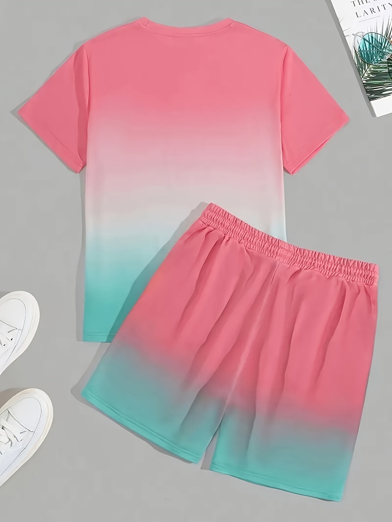 Men's fashion crewneck short-sleeved shorts two-piece set, 3D digital printing HD pattern, summer leisure and comfortable vacation sports Men's wear