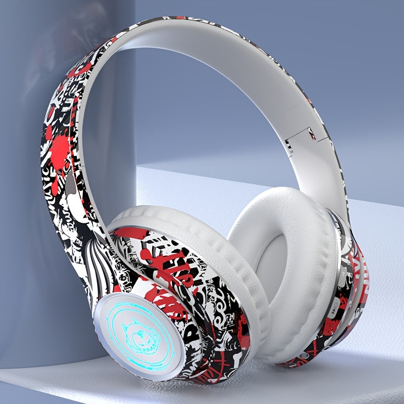 Wireless Headset with Shocking Sound, HIFI Sound Quality, 50 Hours Battery Life, Support Card Playback, Wired/Wireless Connection, RGB Luminous Lamp Effect, New Upgrade/Physical Noise Reduction, Acoustic Fidelity, Non-Inducti