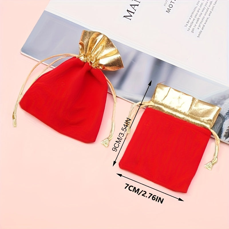 20pcs Drawstring Gift Bags with Golden Accents - Wedding Party Favors, Christmas/Halloween Easter Treat Pouches for Jewelry & Special Occasions