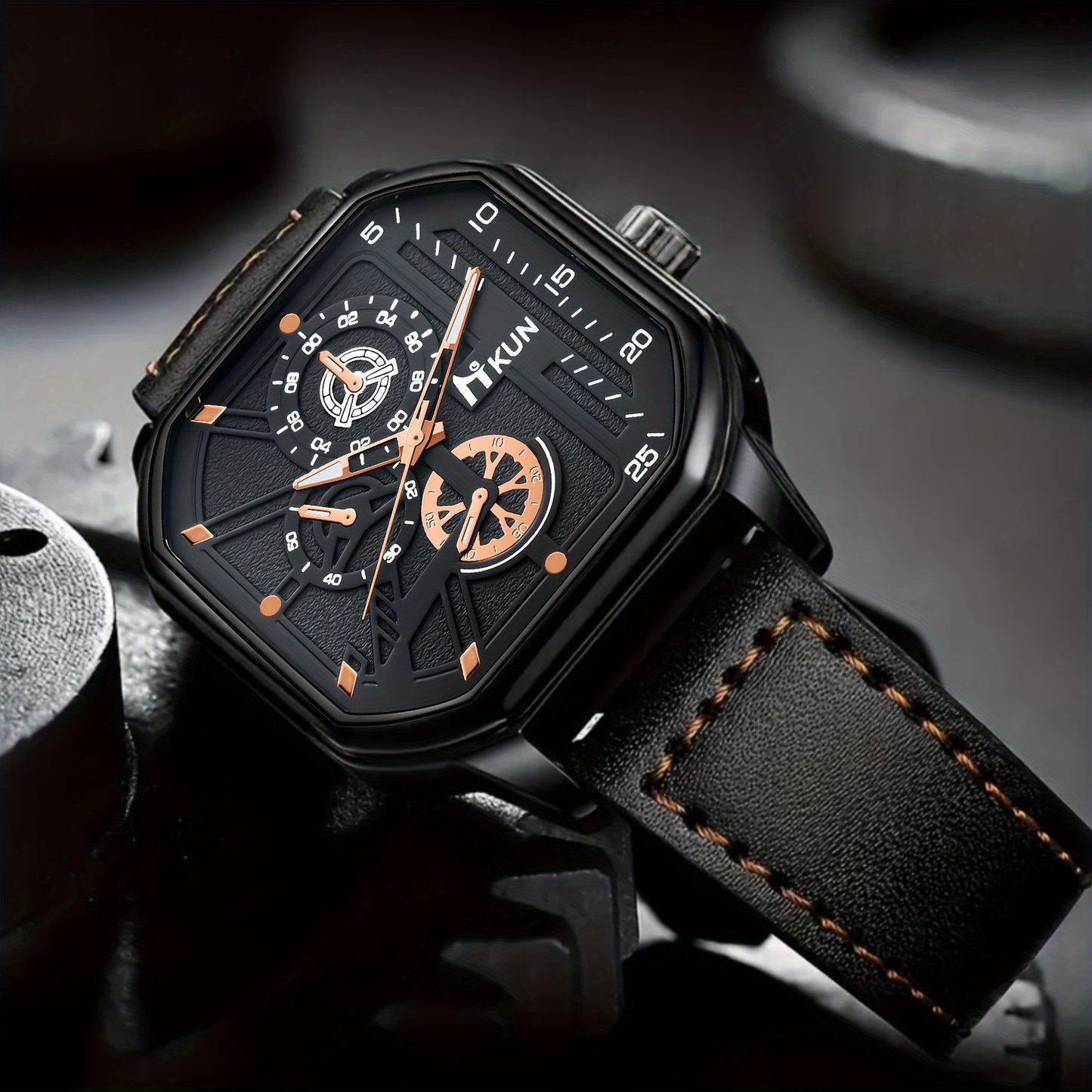 5pcs Men'S Luxury Casual Business Style Gift Set - Black Faux Leather Watch, Fashion Wallet, Everyday Belt, Glasses, Keychain - Ideal for Valentine's, Thanksgiving, Christmas