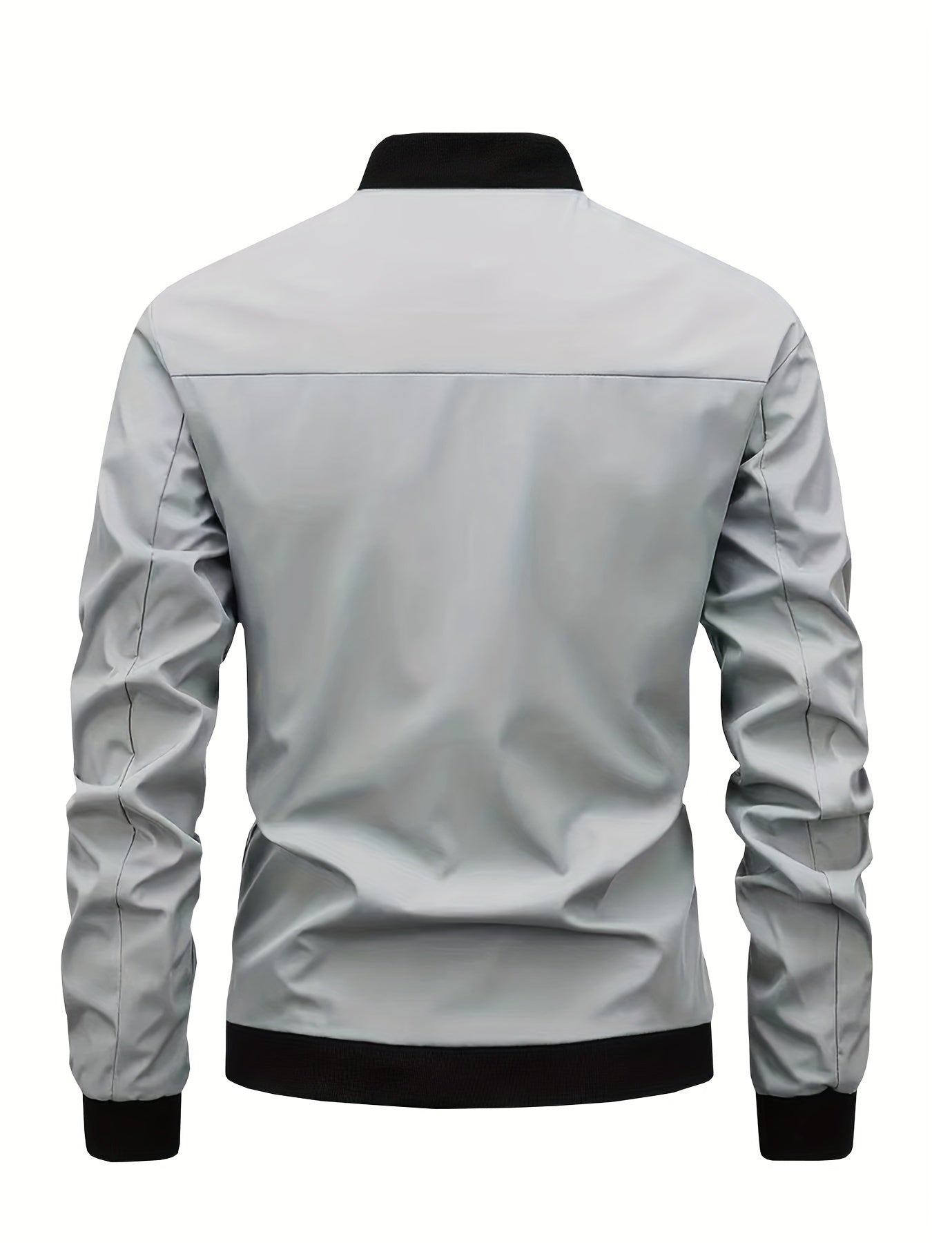 Men's Stylish Windproof Jacket - Solid Color, Stand Collar, Zip-Up with Pockets, Lightweight Polyester for All Seasons, Casual & Outdoor Wear, Allseason Jacket | Zipup Jacket | Polyester Jacket, Windbreaker Jacket