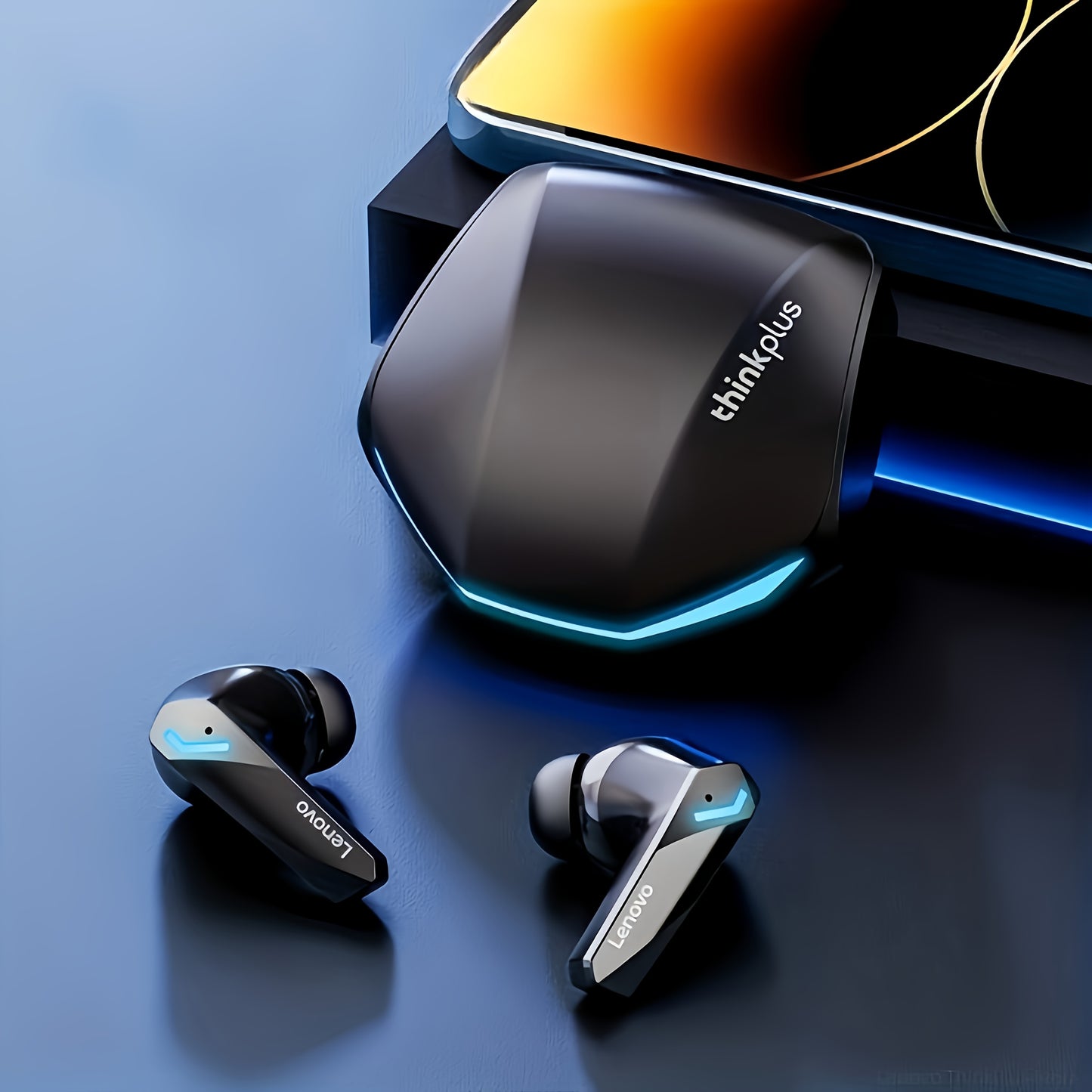 Lenovo ThinkPlus GM2 Pro Wireless Earbuds with Intelligent Noise Cancellation, High-Fidelity Sound, Rechargeable USB-C Charging Case, Sleek Black Design, Comfort Fit for Everyday Use