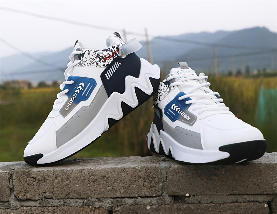 Men'S Stylish High-Top Sneakers with "WOD" Logo - Comfortable, Non-Slip Lace-Up Athletic Shoes for Outdoor Activities, All-Season Wear, Casual Sports Style, Rubber Sole, Fabric Upper, Casual Athletic Shoes Stylish High Top