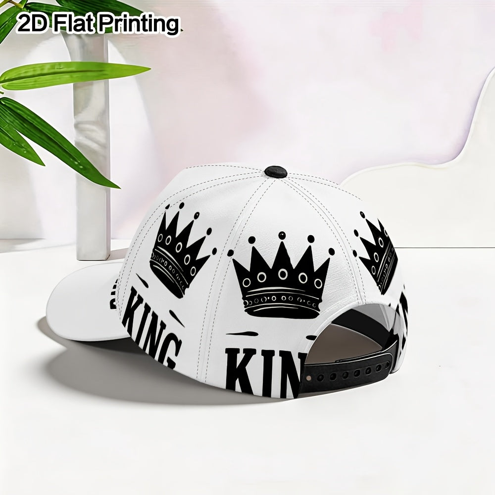 Men's Lightweight Polyester Snapback Baseball Cap with King Print