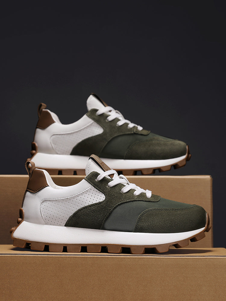 2025 Spring Men'S Breathable Low-Top Sneakers - Thickened Cushioned Rubber Sole, Men'S New Breathable Mesh Platform Dad Shoes Casual Height Increase Sports Shoes