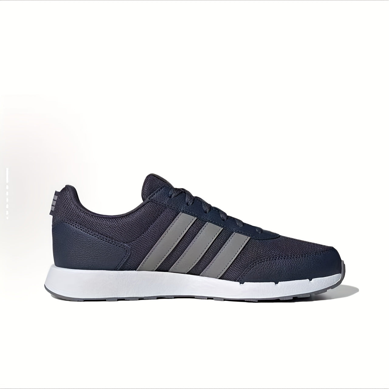 Adidas neo Run 50S Low-Top Casual Sneakers - Breathable Fabric Upper, Cushioned Comfort, All-Season Wear, Navy Blue White Striped Design, Unisex for Men Women, Comfortable Walking Shoes, Stylish Striped Sneakers, Fabric I