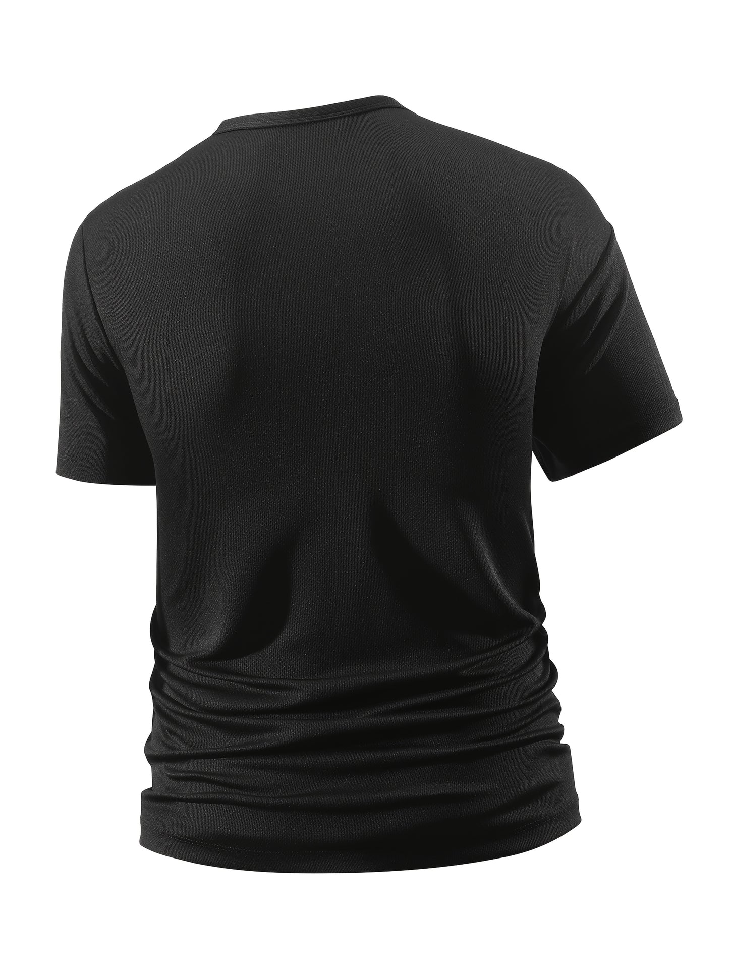 Men'S Lightweight Breathable Quick-Dry T-Shirt - V-Neck, Short Sleeve, Solid Black, Soft Polyester Fabric for Gym, Running, Daily Wear Outdoor Activities, Workout Clothes