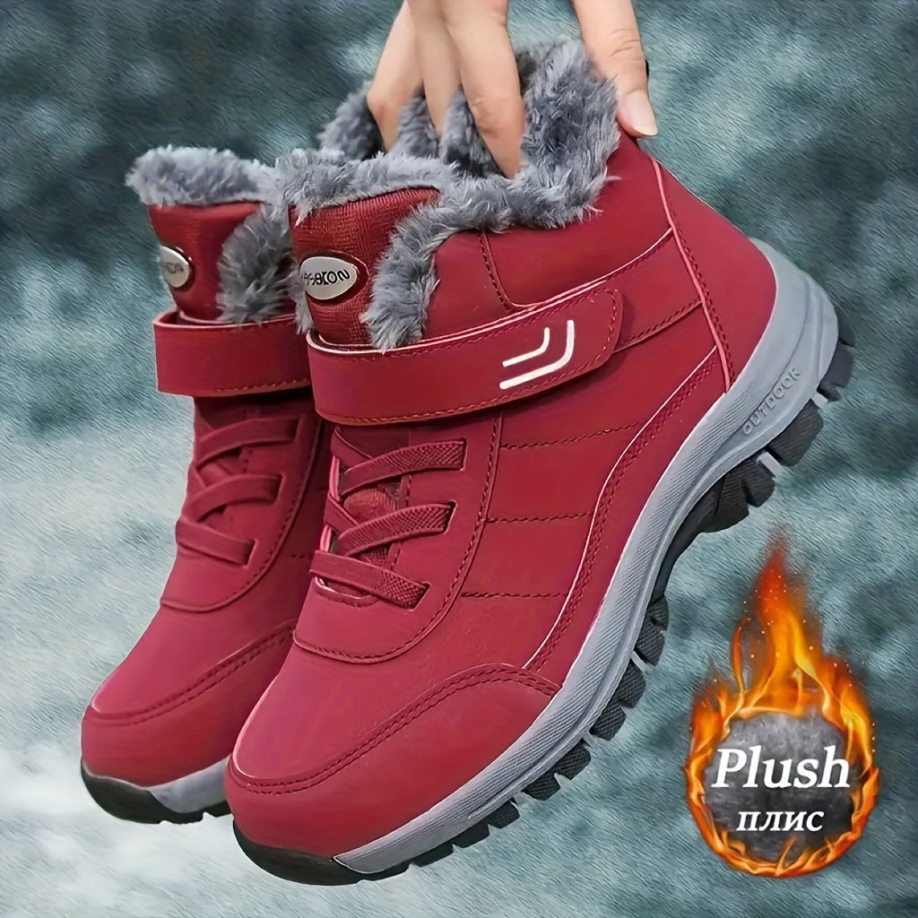 Men's & Women's Heavy-Duty Winter Snow Boots - Thick Short Boots with PU Upper, Rubber Sole & Striped Tread - Hiking, Mountaineering, Ice Climbing Shoes - Warm Cold Weather Footwear (Unisex Sizes Available)