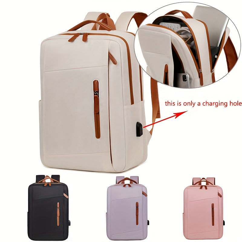 Stylish Lightweight Laptop Backpack - Adjustable Shoulder Straps, Multiple Compartments, USB Charging Port, Perfect for Commuting, School, Travel Business, Casual Style, Polyester Lining, Secure Zipper Closure, Laptop Carry