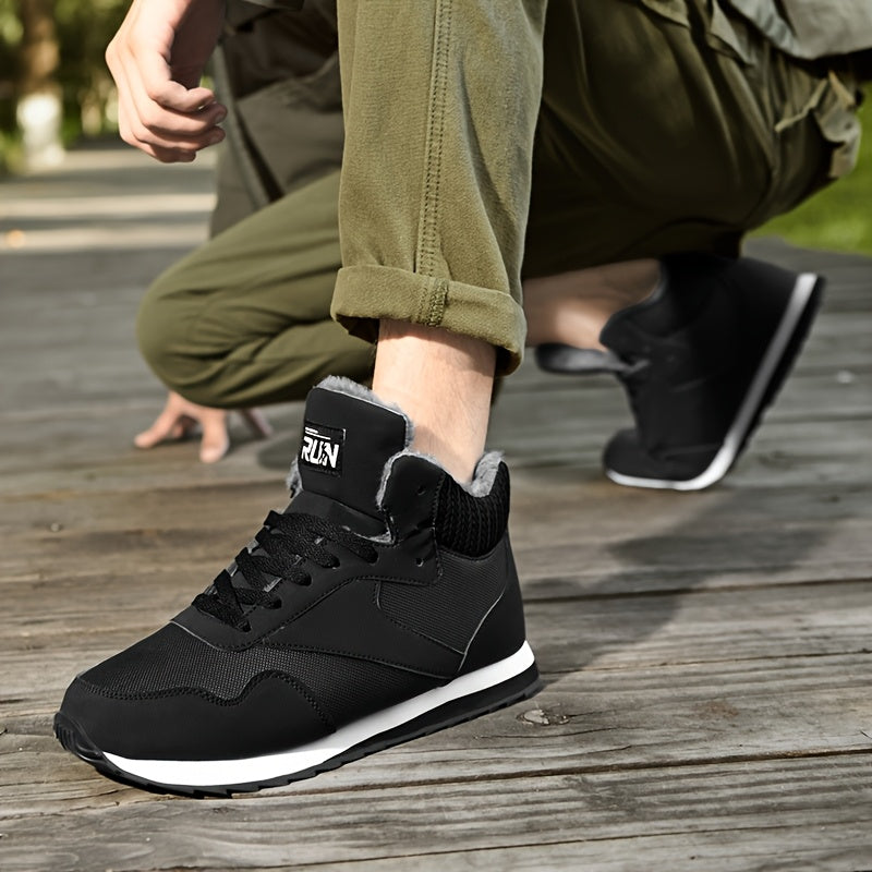 Men'S Winter Snow Boots - Warm Non-Slip Rubber Sole, Suitable for Hiking and Rock Climbing, Casual Fashion Street Style Lace-Up Design
