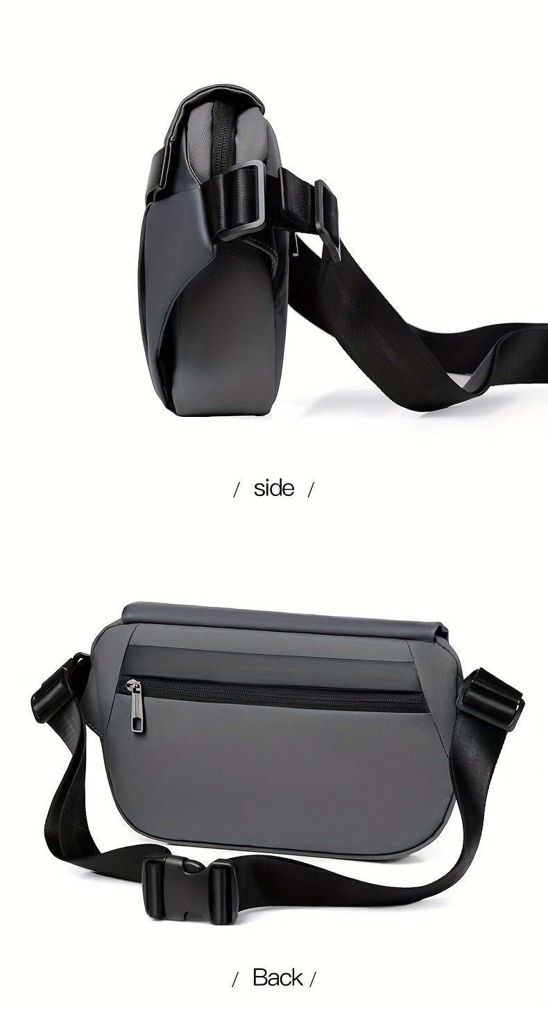 Men'S Sleek Black Crossbody Bag - Durable Oxford Material, Zippered Chest Bag with Adjustable Strap, Ideal for Commuting Cycling, Trendy Shoulder Bag for Men, Cycling Bag Trendy Shoulder Bag Functional Design, Small Crossbo