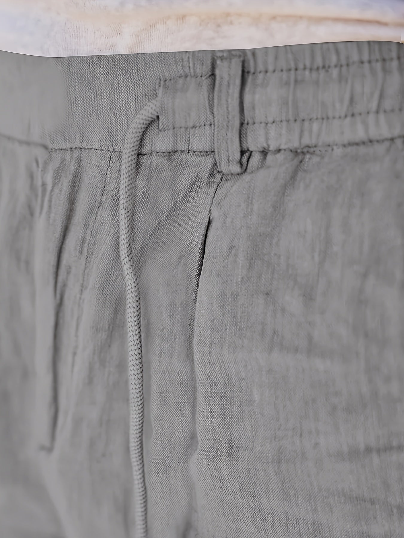 Men'S Casual Linen Drawstring Pants - Comfortable Straight Fit, Lightweight & Breathable for Beach & Outdoor Activities, Beach Casual Wear|Straight Fit Pants|Lightweight Fabric