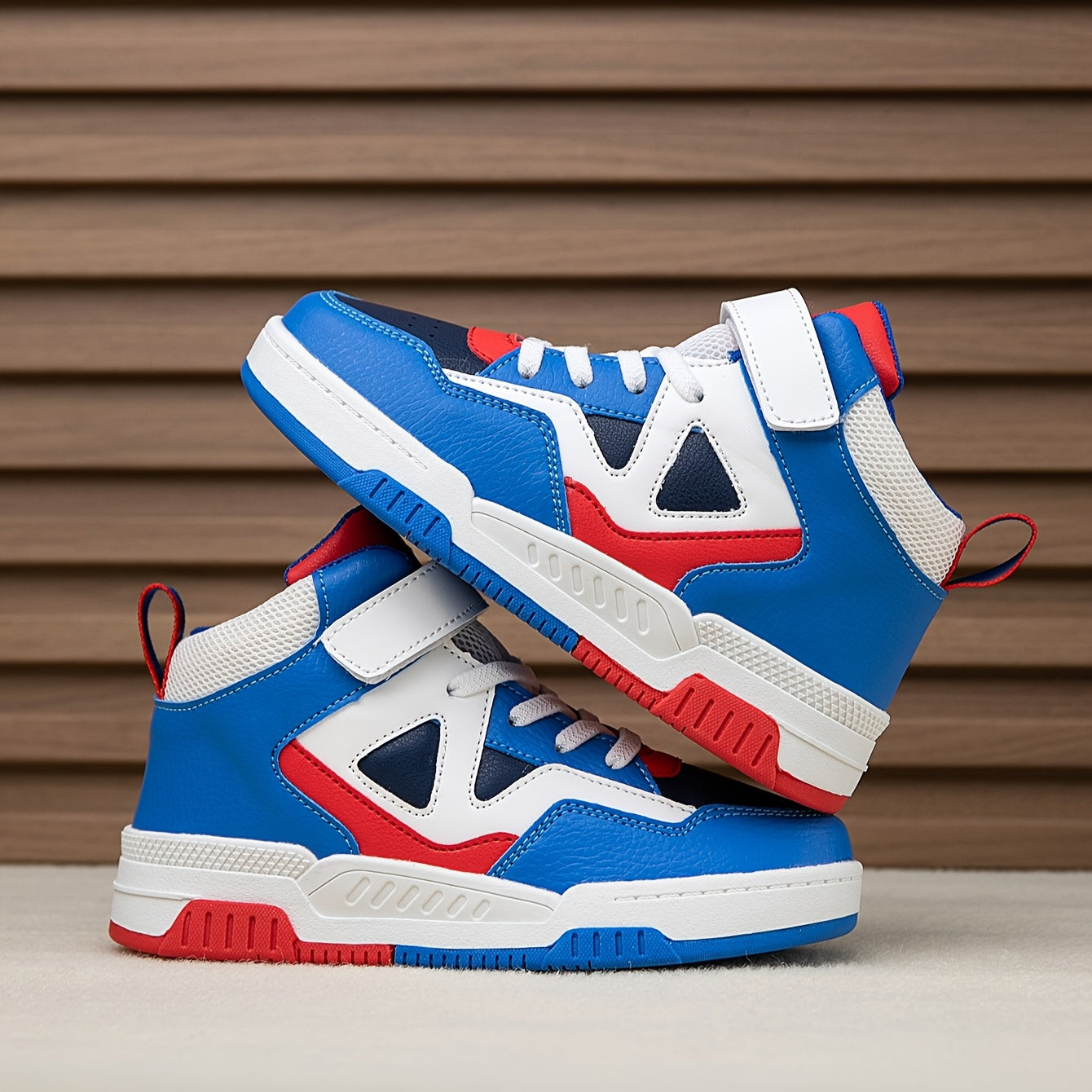 Youngsters' High-Top Sneakers with Color Block Design - Breathable, Non-Slip & Durable for Boys and Girls - Perfect for Outdoor Activities & Casual Attire