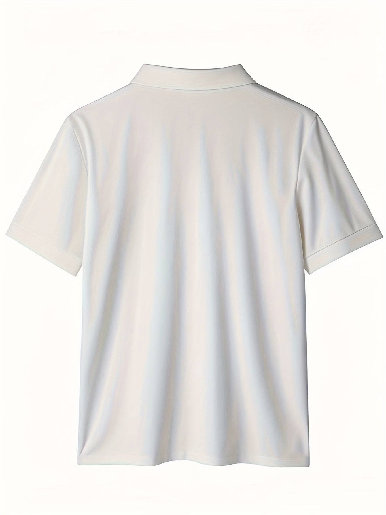 Men'S Casual Short Sleeve T-Shirt - Solid Black, Regular Fit, Button-Up Collar, Lightweight Polyester Blend for Spring & Summer, Spring Summer Apparel | Classic Collar Tee | Glossy Texture