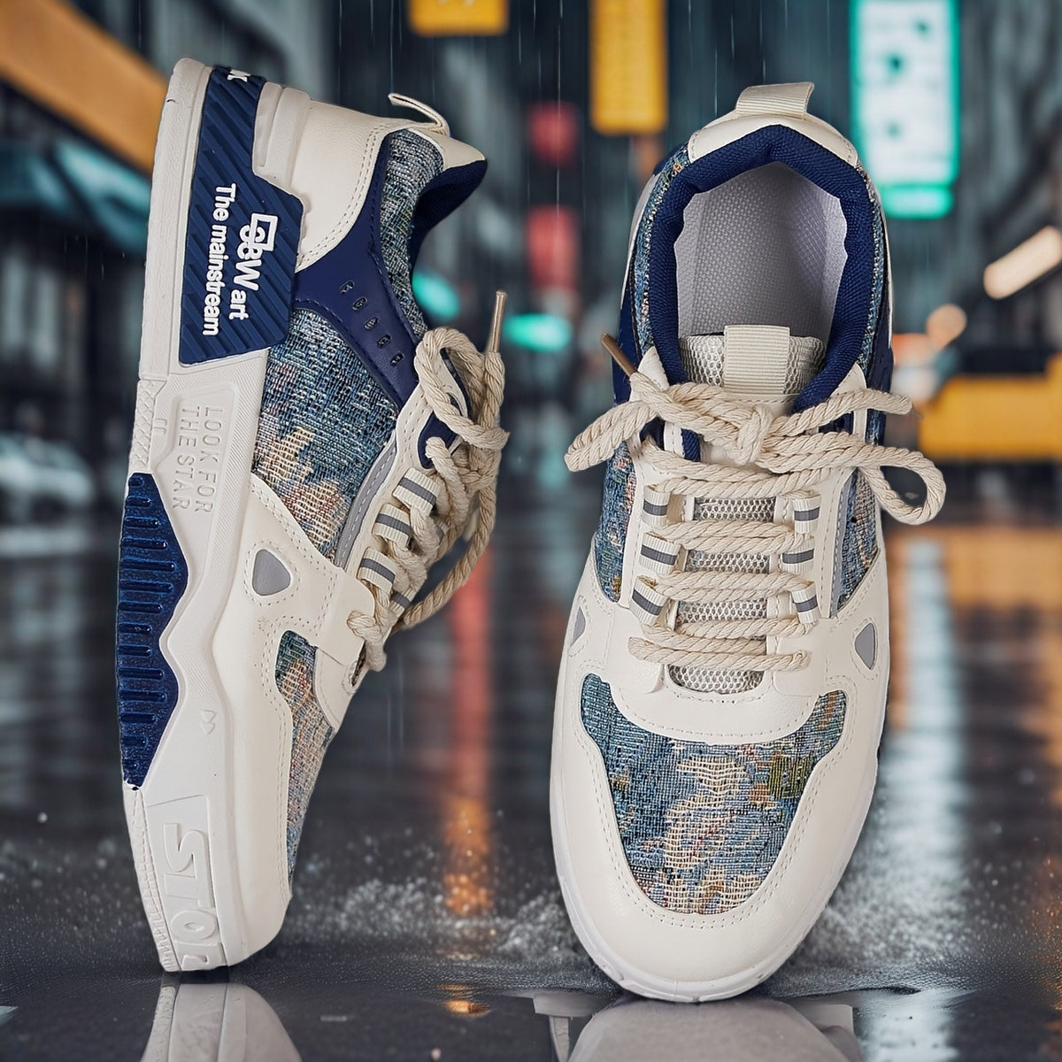 Men's Trendy All-Season Sneakers - Breathable, Non-Slip Casual Sport Shoes with Thick Platform Sole, Lace-Up Design, Fashion Sneakers