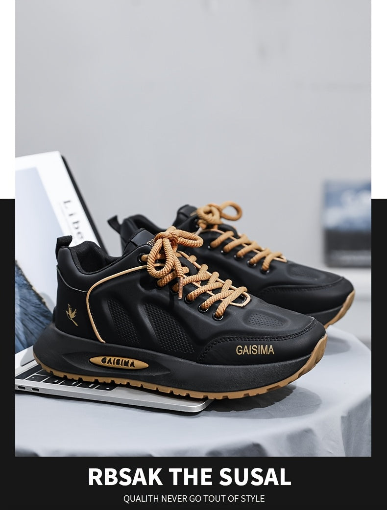 Men's Breathable Casual Sneakers - Trendy Dad Shoes with Thick Sole, Lace-Up, Mid-Top Design for Running Fashion