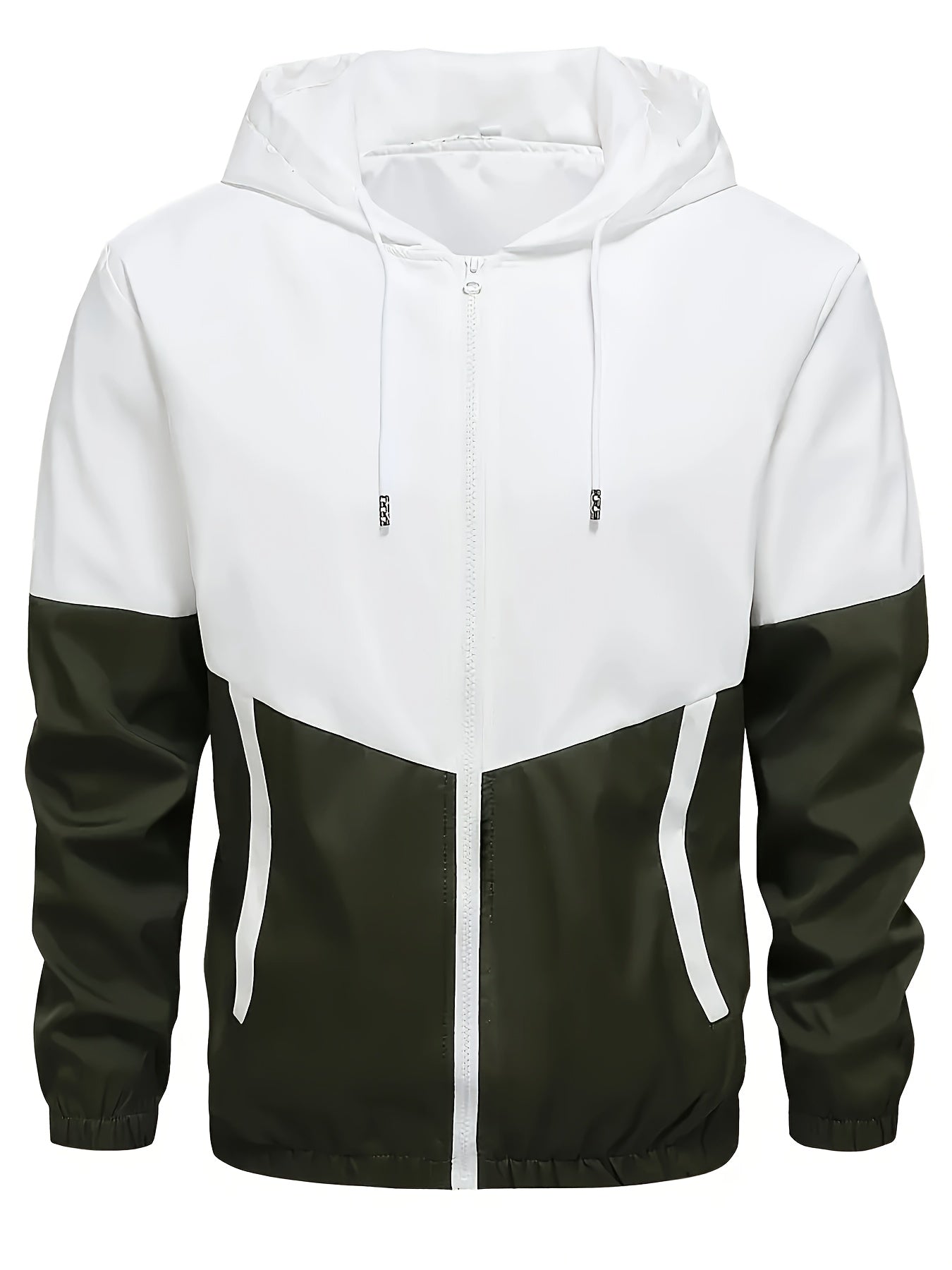 2pcs Men'S Casual Sportswear Set - Color Block Hooded Jacket and Pants, Polyester, Machine Washable, All-Season, with Pockets, Regular Fit, Spring Sportswear|Hooded Sportswear|Machine Washable Fabric
