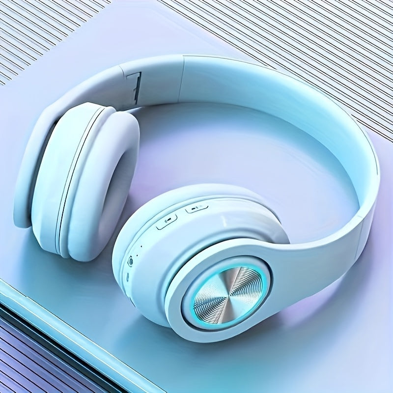 Wireless Headset with Shocking Sound, HIFI Sound Quality, 50 Hours Battery Life, Support Card Playback, Wired/Wireless Connection, RGB Luminous Lamp Effect, New Upgrade/Physical Noise Reduction, Acoustic Fidelity, Non-Inducti