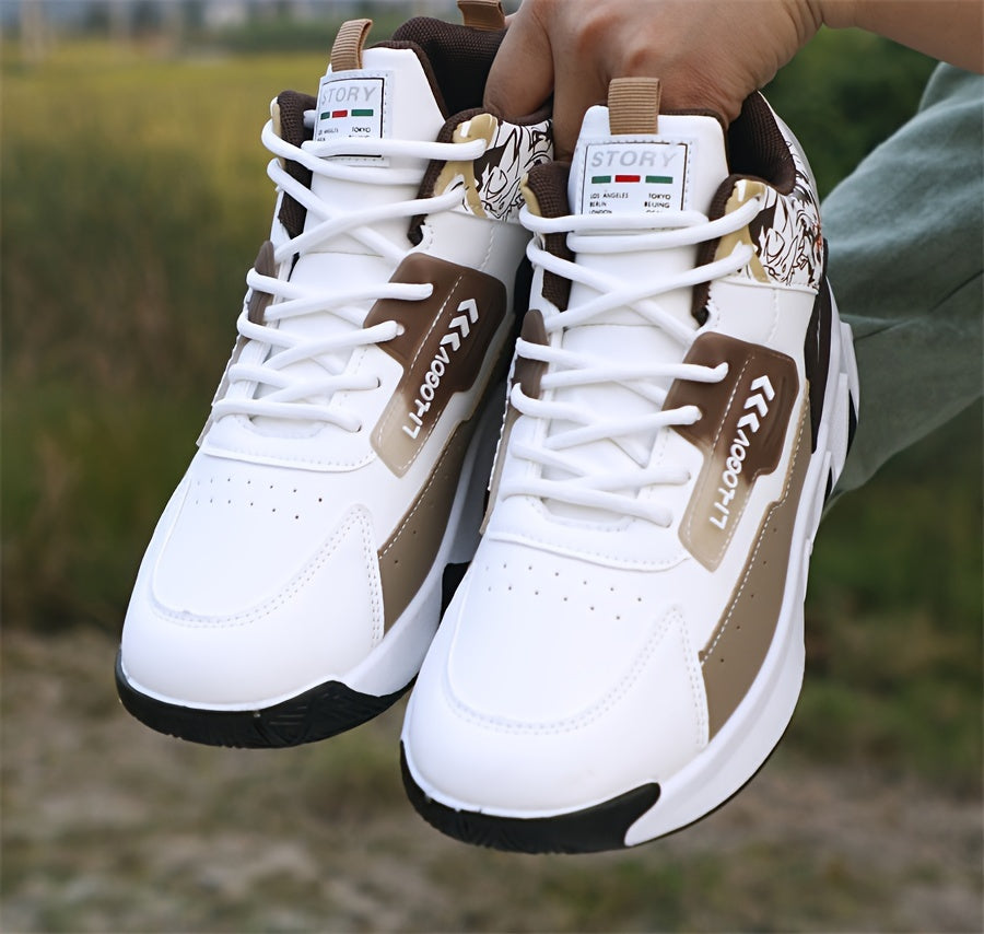 Men'S Stylish High-Top Sneakers with "WOD" Logo - Comfortable, Non-Slip Lace-Up Athletic Shoes for Outdoor Activities, All-Season Wear, Casual Sports Style, Rubber Sole, Fabric Upper, Casual Athletic Shoes Stylish High Top