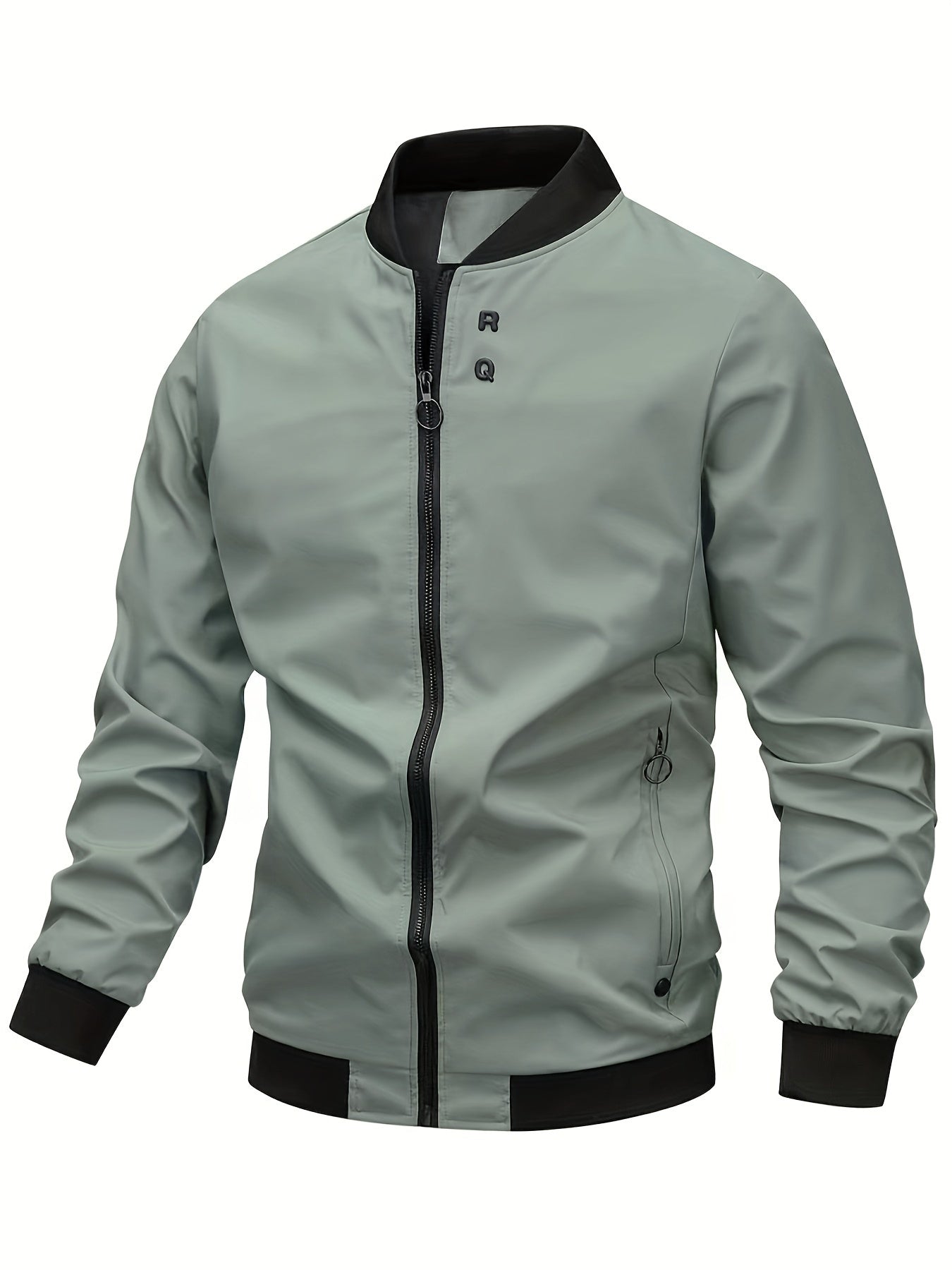 Men's Stylish Windproof Jacket - Solid Color, Stand Collar, Zip-Up with Pockets, Lightweight Polyester for All Seasons, Casual & Outdoor Wear, Allseason Jacket | Zipup Jacket | Polyester Jacket, Windbreaker Jacket