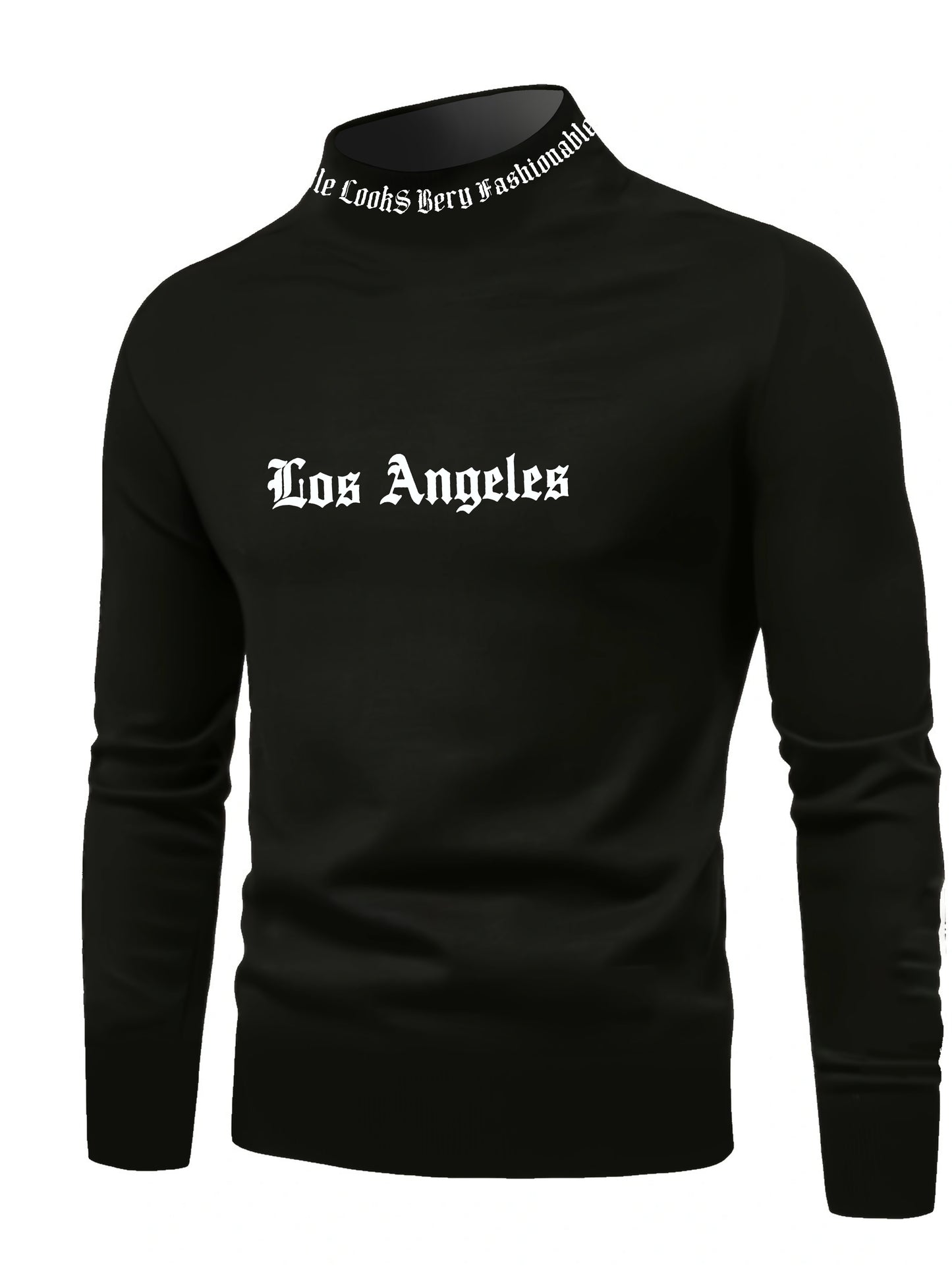 Men'S Long Sleeve Crewneck T-Shirt - Los Angeles Print, Soft Fabric, Casual Fit for Fall Sports Fitness Activities, Weekend Casual Top Trendy Casual Style Smooth Texture Fabric