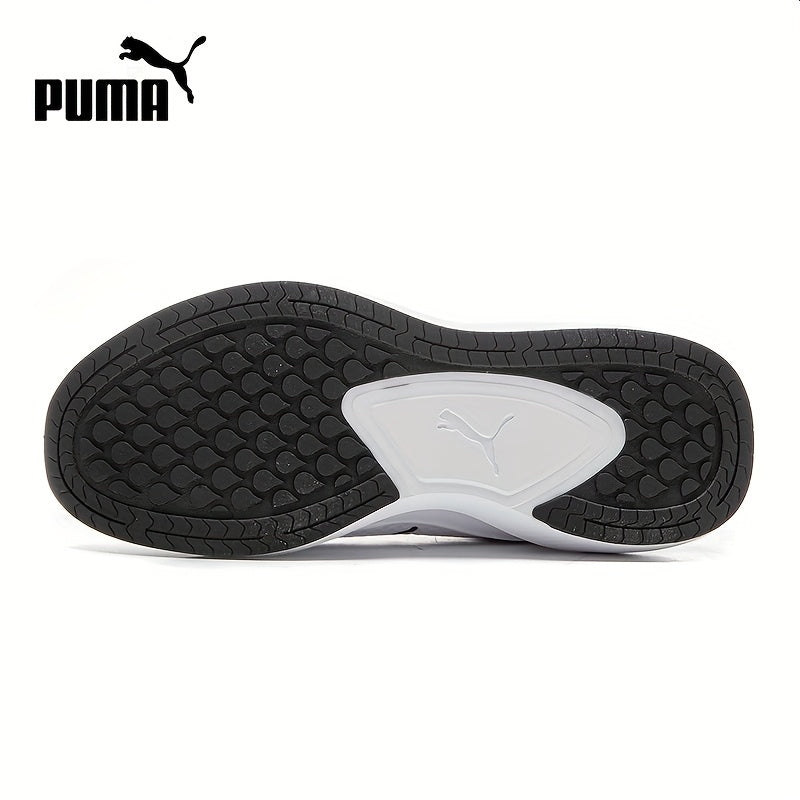 PUMA Unisex Sneakers - Low-Top Gym Sneakers in White/Black/Neon Green Accent - Breathable Fabric Upper Cushioned Rubber Sole - Lightweight Running Shoes for Men Women - Ideal for Training, Everyday Formal Wear, Sporty D