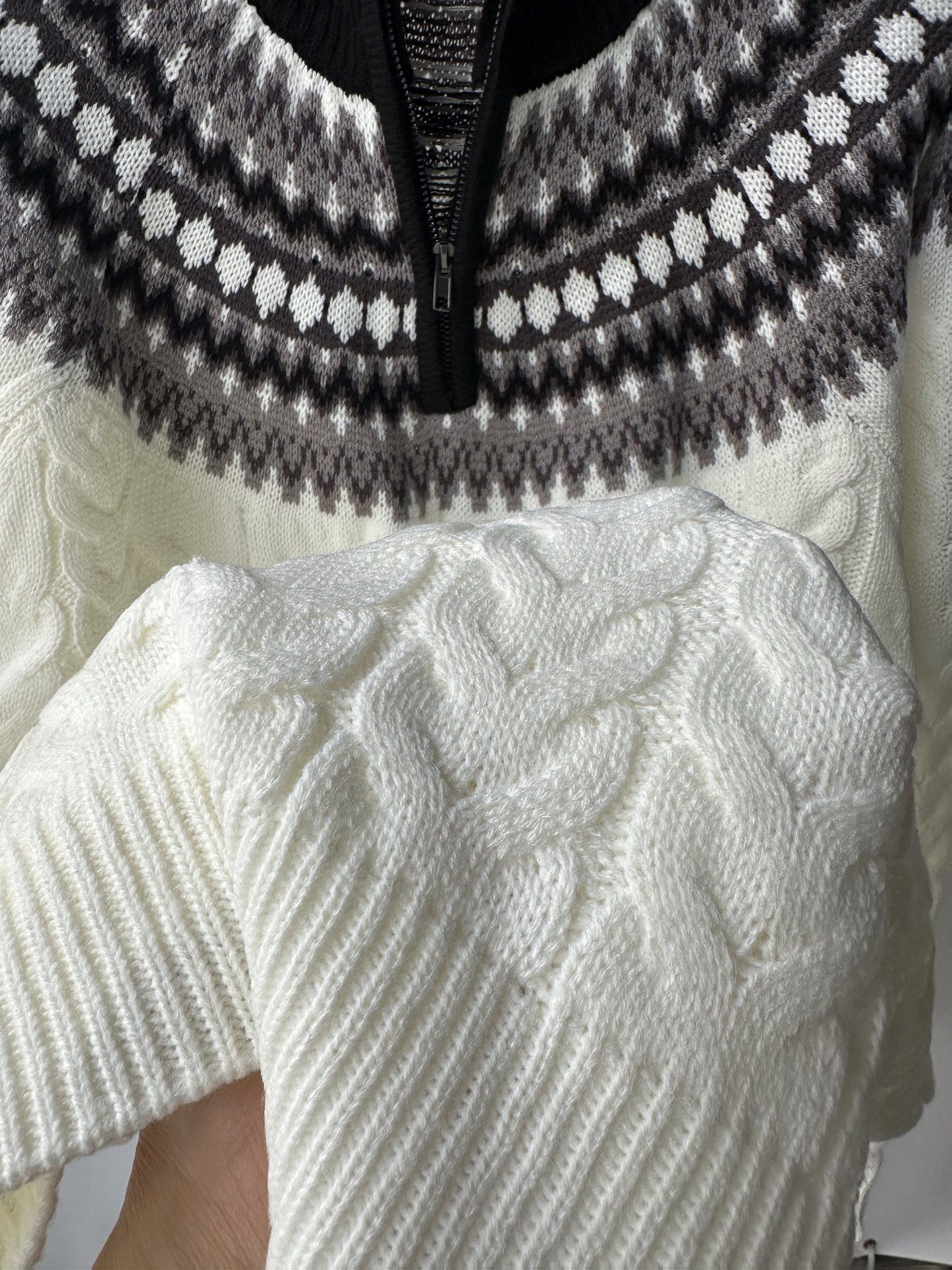 Men's Sweater - Fair Isle Pattern Sweater, Long Sleeve Pullover, Suitable for Autumn and Winter, Medium Stretch Knit Sweater, Suitable for Casual and Formal Occasions, Cold-Resistant, Comfortable and Warm