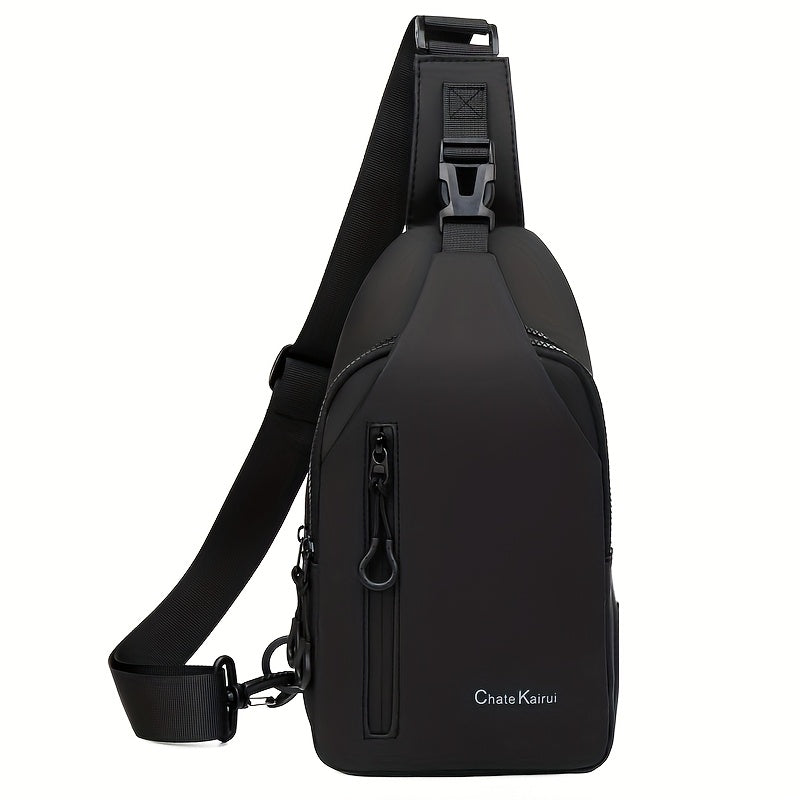 1pc CHATEK KAIAO Large Capacity PU Leather Sling Bag - Stylish Multi-Compartment Chest Bag for Travel, Business School, Black, 36.2cm x 17cm x 8cm, Travel Shoulder Bag Modern Sling Bag Durable Zipper Closure