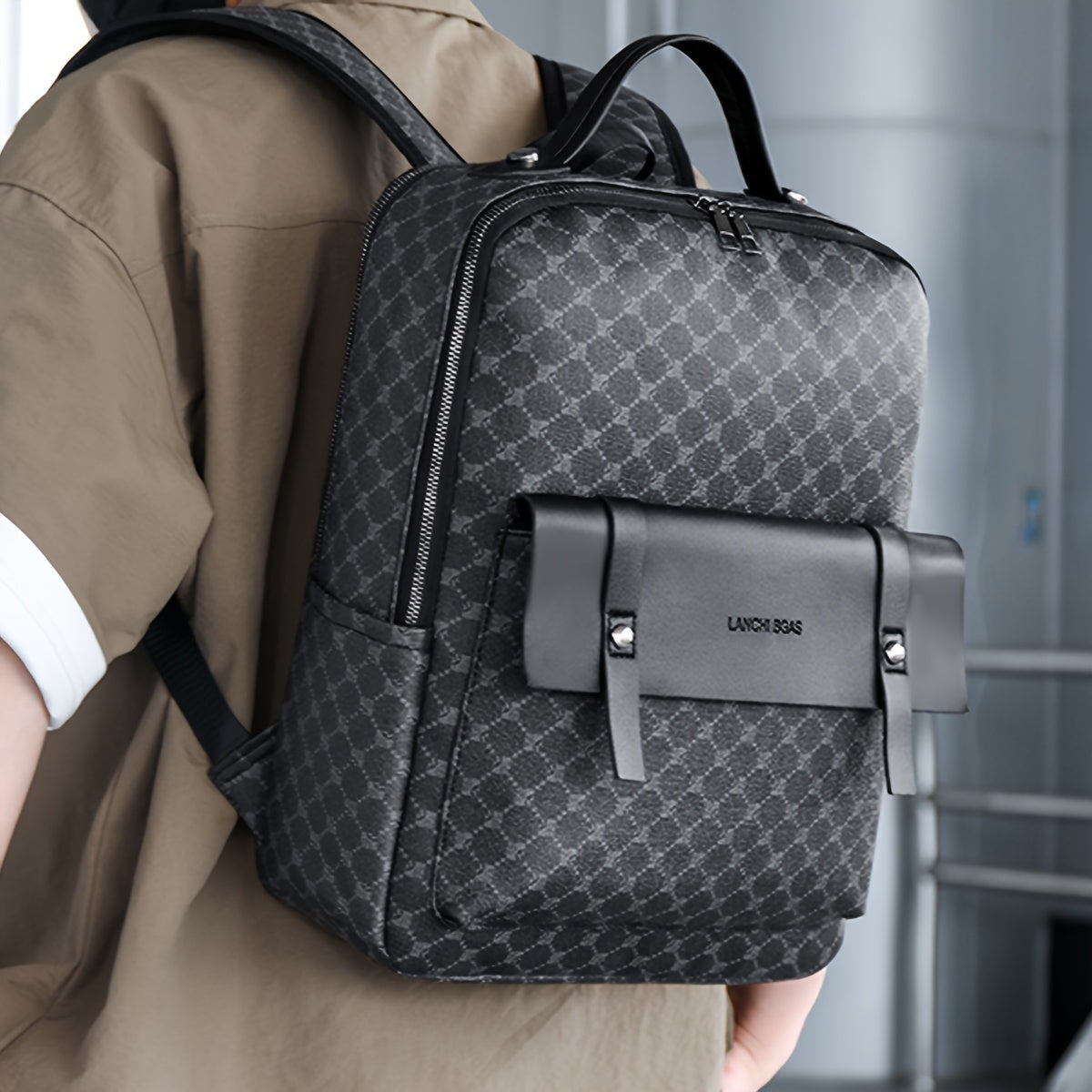Men's Business Casual Commuter Backpack - Multi-Pocket Convertible Shoulder Bag with Suitcase Attachment, Sleek Minimalist Design for Work Travel Daily Use, Travel Bag