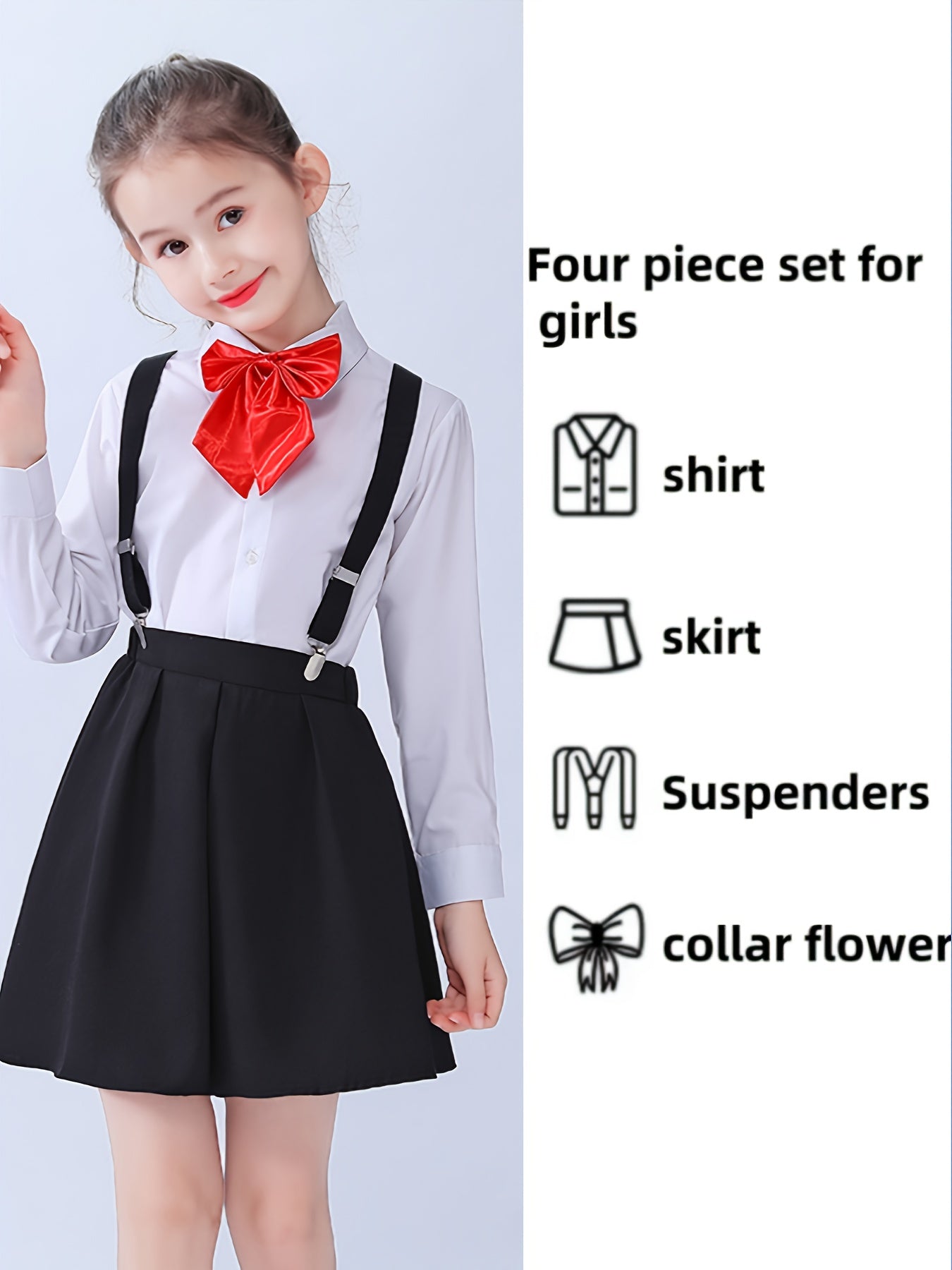 4-Piece Boys & Girls School Uniform Set with Dress & Bow Tie