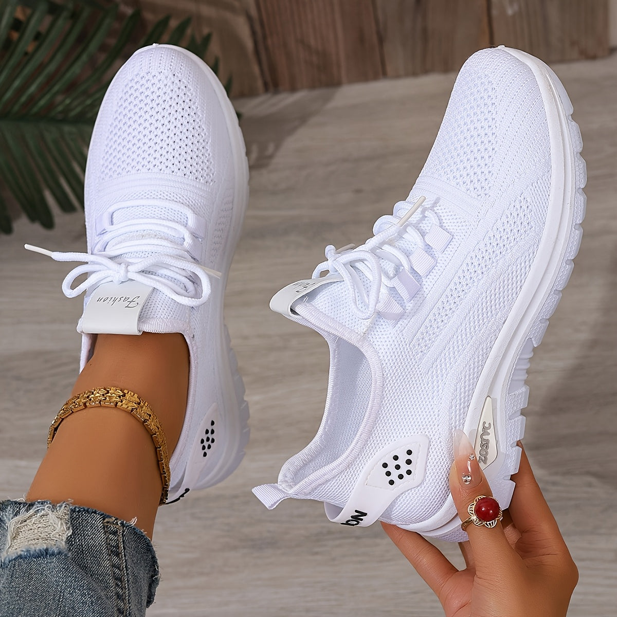 ZOSIVC Cheap Women's Shoes, Slip-on Sneakers for Women, White and Black Comfortable Summer Casual Beach, Vacation, Camping & Casual Attire Shoes | Mesh Upper Ladies' Sneakers - Gifts