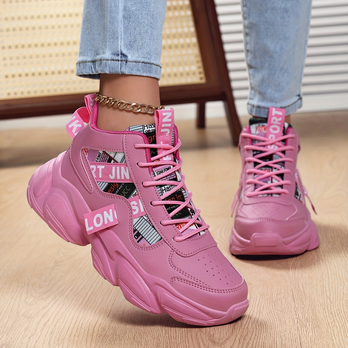 Women'S High-Top Plaid Skate Sneakers - Lightweight, Non-Slip, Shock-Absorbing Sneakers with EVA Sole, Synthetic Faux Leather Upper Fabric Lining for All-Season Sports and Casual Wear, Casual Sneakers Stylish Lace-Up Shoe